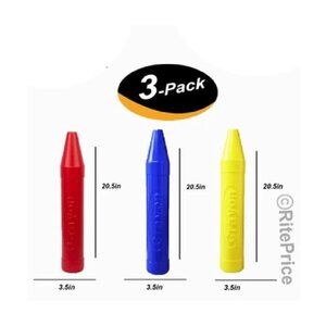20'' Crayon Shape Plastic Piggy Bank Kids Money Saving, Assorted Color (3 Pack)